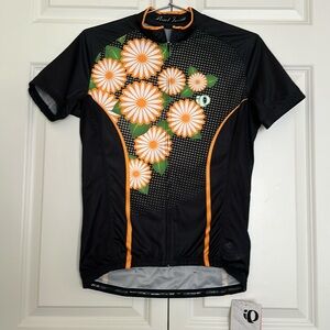 Pearl Izumi top elite biking zip front size large zip front Black and daisy NWT